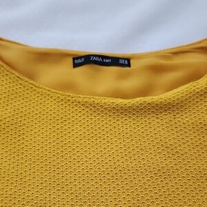 Zara Mustard Textured Knit Top - Medium